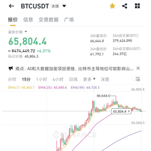 比特币暴涨6.31%，报65804.4美元！一天内，近6万人爆仓，数字货币市场狂欢，多个品种 ...