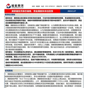 【贵金属周报】美联储官员表态偏鹰，贵金属板块承压回落（2024.5.27） ...