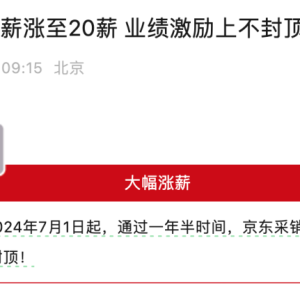 刘强东再给“兄弟”涨薪！京东采销：业绩激励上不封顶！