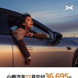 小鹏汽车2024年12月交付36695台，MONA M03交付超1.5万台