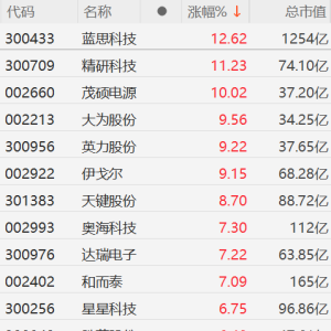 A股消费电子板块走强：蓝思科技直线飙升近13%创阶段新高，精研科技涨超11%，茂硕电源 ...