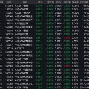 市场早盘震荡调整，7只中证A500相关ETF成交额超10亿元，部分出现超2亿份净赎回 ...