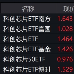 芯片股快速拉升，科创芯片相关ETF大涨逾2%