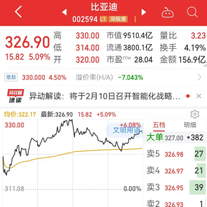 要推智驾平权！比亚迪A股股价连续两天暴涨，市值超9510亿元，智驾概念股也迎大涨 ...