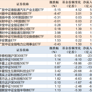 ETF规模速报 | 沪深300ETF、中证1000ETF、科创50ETF净流出额均超20亿元 ...