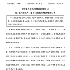 上市公司突然公告：董事长被留置！股价大跌，最新市值10亿元 ...