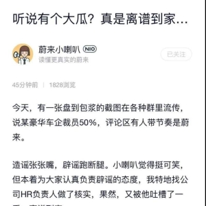 蔚来辟谣裁员50%：法务部已报警