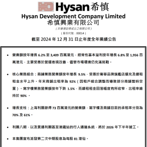 年报解读 | 希慎兴业2024年扭亏为盈背后：商铺营收涨9.5%，写字楼收入跌1.5% ...
