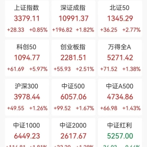 A股收评：三大指数放量大涨！沪指涨0.85%创指涨2.51%科创50涨6%，液冷、算力概念涨停 ...