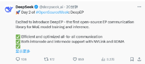 DeepSeek开源第二弹，DeepEP通信库开源20分钟获1000收藏！支持FP8在内低精度运算，适 ...