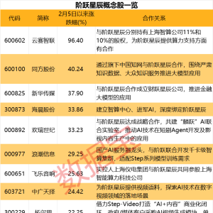 AI大模型“六小龙”，阶跃星辰新动作，概念股出炉（名单）！云赛智联股价接近翻倍，同 ...