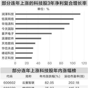 科技行业势头强劲    30只个股连涨4年