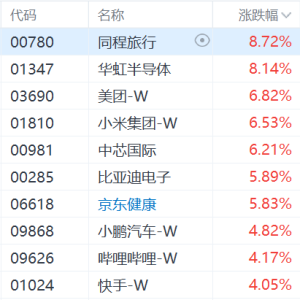 港股涨幅进一步扩大，恒生科技指数涨超4%，恒指涨近3%！华虹半导体涨8%，小米美团、中 ...