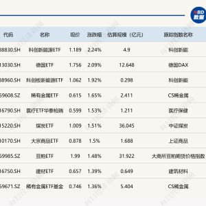 ETF今日收评 | 科创新能源ETF、德国ETF涨超2%，软件相关ETF跌幅居前 ...
