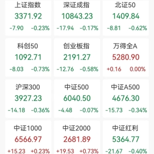 A股收评：三大指数小幅下跌，沪指跌0.23%创业板指跌0.58%，算力、广电概念领涨！超260 ...