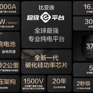 比亚迪兆瓦闪充发布：最高峰值充电速度每秒2公里