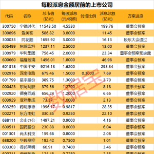 A股首批年度分红方案来了！两大巨头派现超百亿元