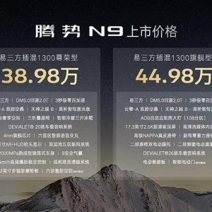 腾势旗舰SUV N9上市：标配空悬和智驾，38.98万元起