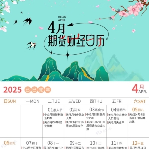4月期货财经日历来了！