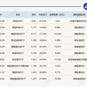 一季度ETF成绩出炉：新经济ETF大涨41.67%夺冠