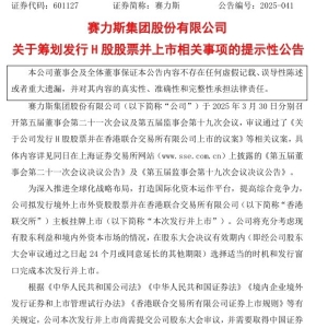 赛力斯拟在港股上市：打造国际化资本运作平台