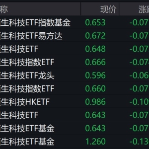 港股早盘持续调整，多只恒生科技指数相关ETF触及跌停