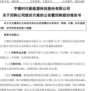 深夜大利好！宁德时代出手：最多80亿元回购