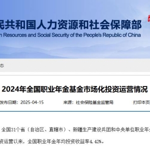 人社部公布2024年全国职业年金基金市场化投资运营情况