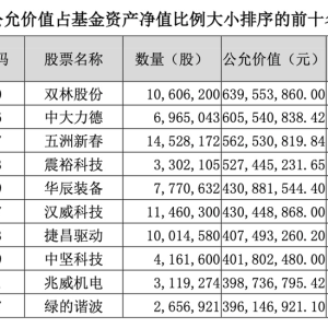 一季度“冠军基”重仓股曝光 挖掘多只“翻倍股”（名单）