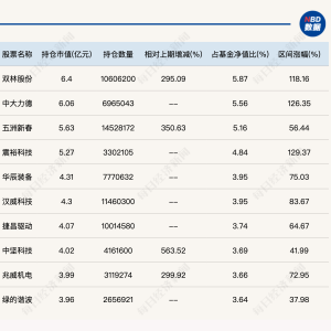 主动权益基金一季度“冠军”和“季军”，最新持仓曝光！