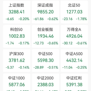 A股收评：三大指数齐跌，创业板指跌0.65%北证50跌1.78%，银行、钢铁领涨，食品饮料、 ...