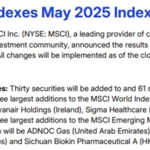 MSCI5月指数审议：A股新增5只标的