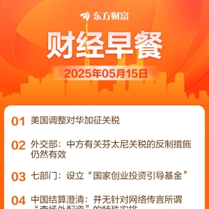 东方财富财经早餐 5月15日周四