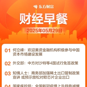 东方财富财经早餐 5月29日周四
