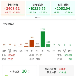 A股午评：沪指涨0.11%收复3400点，创指跌0.36%北证50跌0.12%，创新药、固态电池概念领 ...
