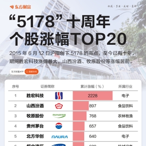 “5178”十周年 什么股票涨最多？