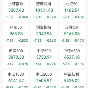 A股收评：三大指数下跌，沪指跌0.04%创业板指跌0.36%，脑机接口、油气板块领涨，创新 ...