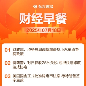 东方财富财经早餐 7月18日周五