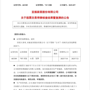 *ST亚振数次停牌核查 下周一复牌！A股逾870亿元解禁洪流来袭