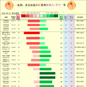 一张图：2025年8月1日黄金原油外汇股指“枢纽点+多空持仓信号”一览 ...