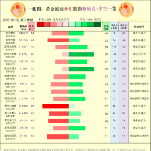 一张图：2025年8月5日黄金原油外汇股指“枢纽点+多空持仓信号”一览 ...