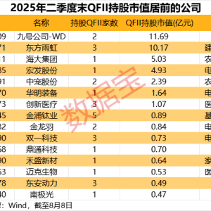 巴克莱银行、大小摩等巨头加仓股出炉！3家QFII新进持股公司账面浮盈超4900万元 ...