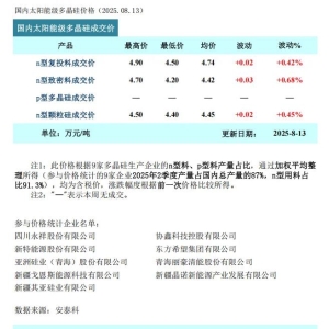 硅业分会：短期内多晶硅市场仍将靠成本保价 预估当前价格已逼近阶段性高点 ...