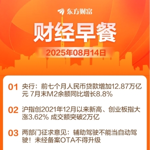 东方财富财经早餐 8月14日周四