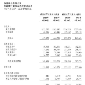 微博Q2净收入近32亿人民币，同比增长2%