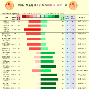 一张图：2025年8月18日黄金原油外汇股指“枢纽点+多空持仓信号”一览 ...