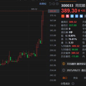 同花顺拉升涨超6%，股价再创新高，总市值逼近2100亿元，成交额达45亿元 ...