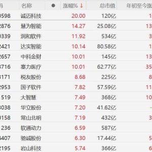 A股鸿蒙概念股集体走强，诚迈科技20CM涨停，慧为智能涨超14%，润和软件涨超11%，达实 ...