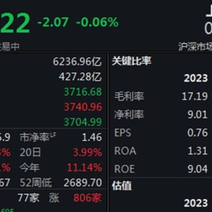 两市走势现分化，沪指半日微跌0.06%