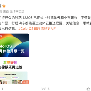 车票行程等关键信息更直观显示，12306上线OPPO流体云和小布建议 ...